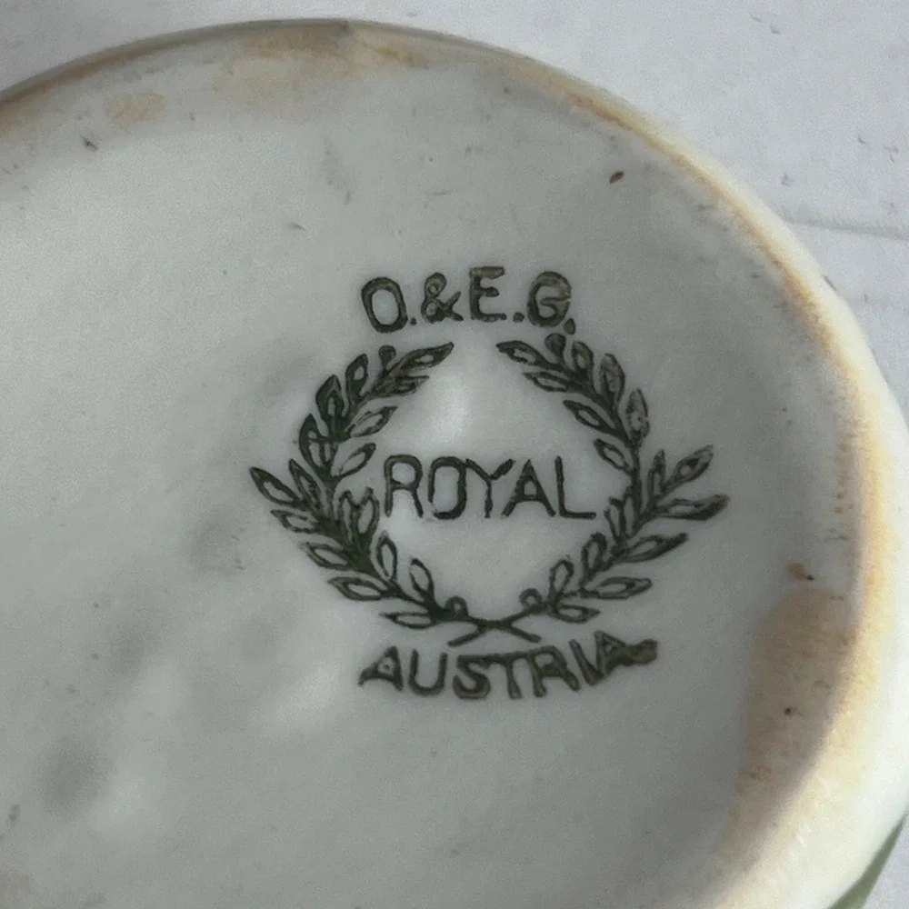 Antique O&EG Royal Austria Open Salts Set 6 Oscar Edgar Gutherz Floral Gold